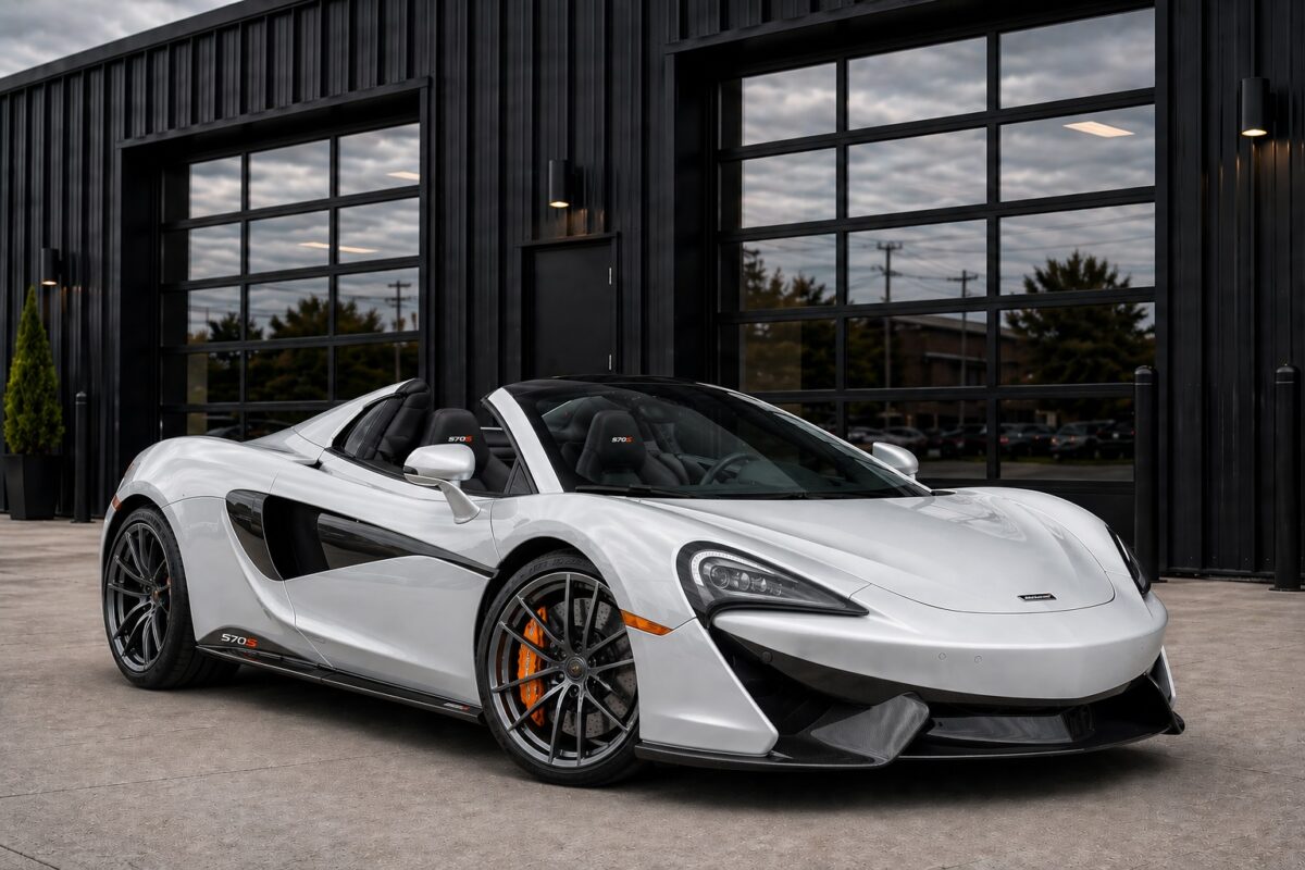 silver McLaren 570S Spider exotic car for rent in Dallas