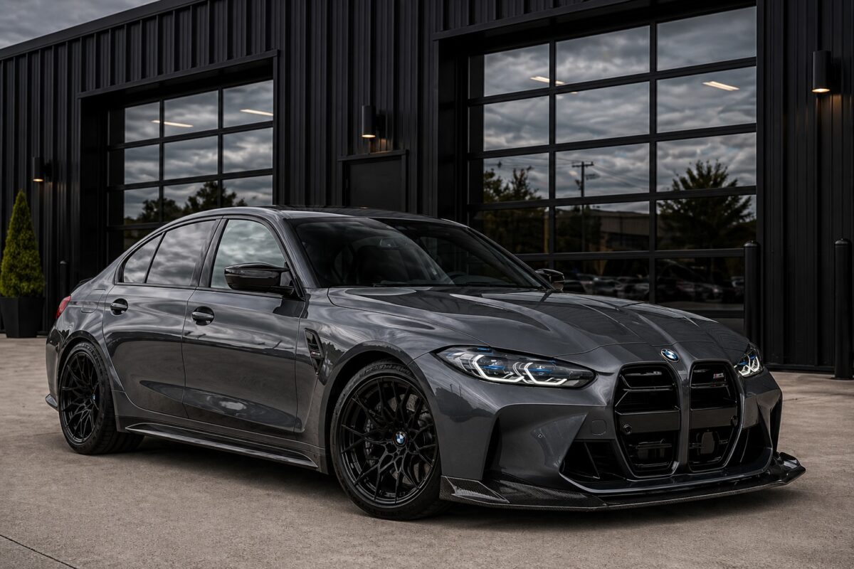 green BMW M3 luxury performance sedan for rent in Dallas